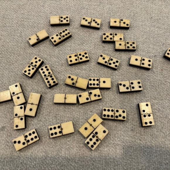 19th Century Civil War Era Mini Bone and Ebony Dominos 28 Complete Piece Set - Picture 6 of 8